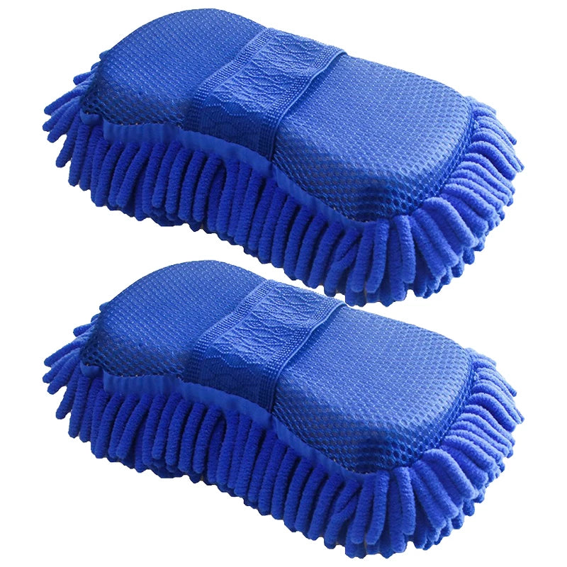NEW Arrivals 2PCS Set Car Wash Glove Microfiber Chenille Car Wash Sponge Free Care Washing Detailing Brush Pad Multifunction Auto Cleaning Tool Car Supplies