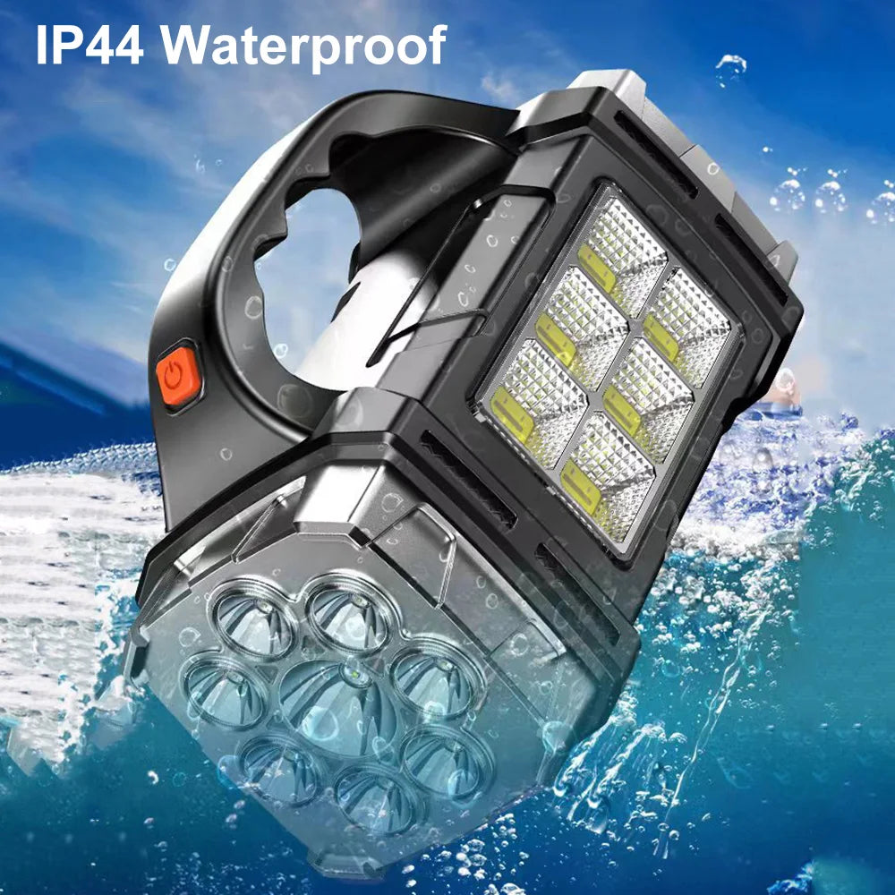 NEW Arrivals 5000mAh Solar LED Flashlight COB Camping Lantern Work Light USB Charging Torch Light Waterproof Portable Searchlight Power Bank