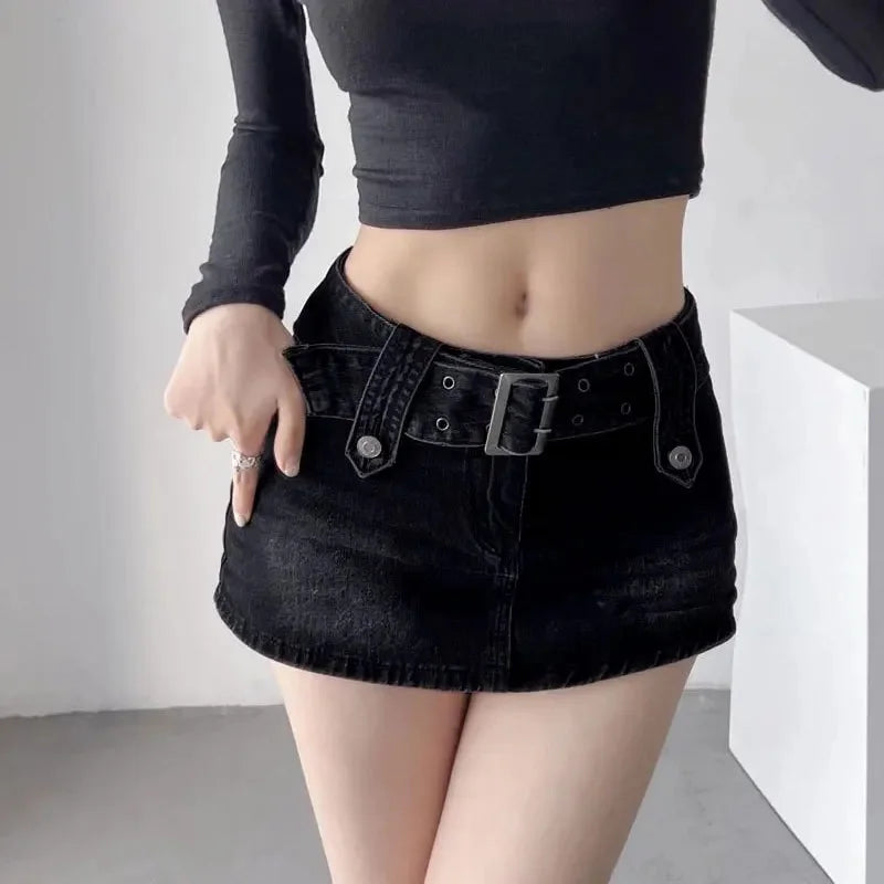 NEW Arrivals S-2XL Plus Size Blue/Black Color Sexy High Waist A- Line Mini Skirt Women's Denim Short Skirts Prevent Exposure Half Body Skirts Cotton Material Girls Sexy Streetwear Clothing Supplies