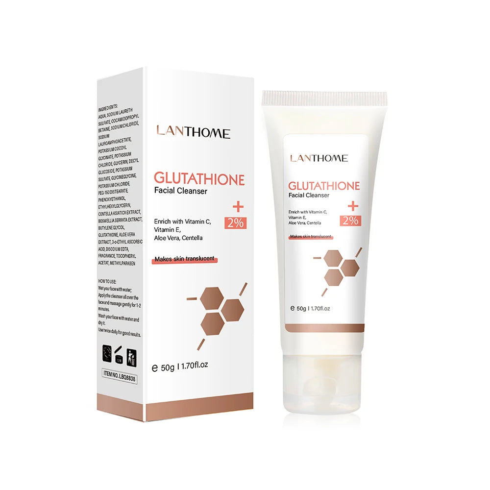 Lanthome Glutathione 5 PCS Set Face Whitening Cream Serum Deep Cleaning Soap Cleanser Drak Spot Moisturiser Brighten Skin Care
