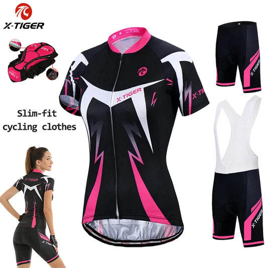 NEW Arrivals S-3XL Plus Size 3 Colors/Patterns X-Tiger Women's Cycling Jersey Set Summer Anti-UV Cycling Bicycle Clothing Quick-Dry Mountain Female Bike Clothes Cycling Set