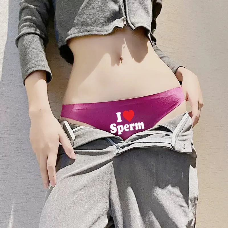 NEW Arrivals *I LOVE SPERM* Women Sexy Thongs Lingerie G-String Plus Size Temptation Panties Underwear Sexy Accessories for Woman