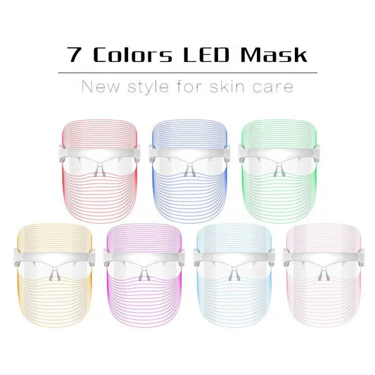 Wireless Rechargeable 7 Color LED Treatment Skin Tightening Facial Massager Skin Care LED Mask Women Beauty Mask Absorption