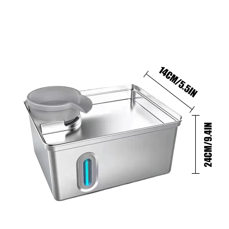 NEW Arrivals 8L Pet Water Fountain Stainless Steel Automatic Filter Pet Dispenser with LED Light Silent Pump Fountain for Cat and Dog Drinking Pets Supplies