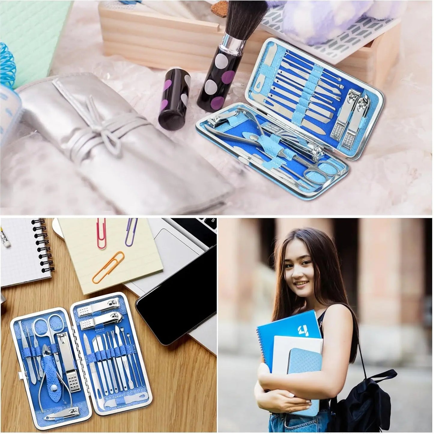 NEW Arrivals 19 in 1 Set Professional Nail Clippers Pedicure Kit, Manicure Tool Kit, Stainless Steel Facial Grooming Set Kit, Gift Idea for Women