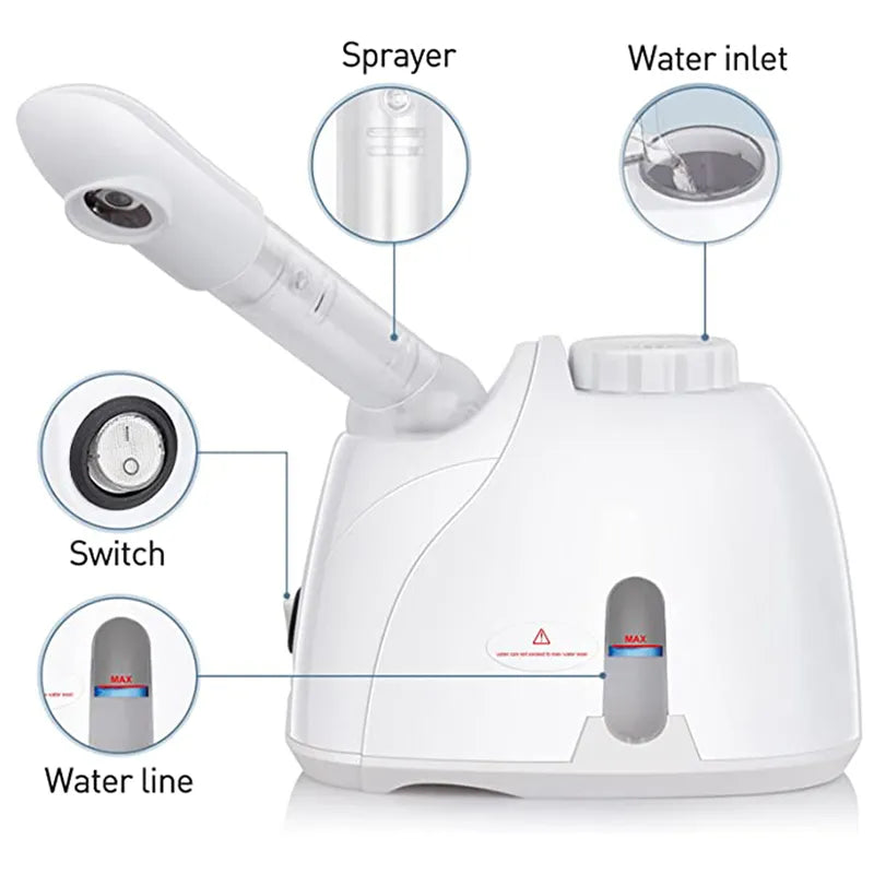 Ozon Facial Steamer with Extendable Arm Steaming Warm Mist Humidifier For Face Spa Sinuses Moisturizing, Homeuse,Salon
