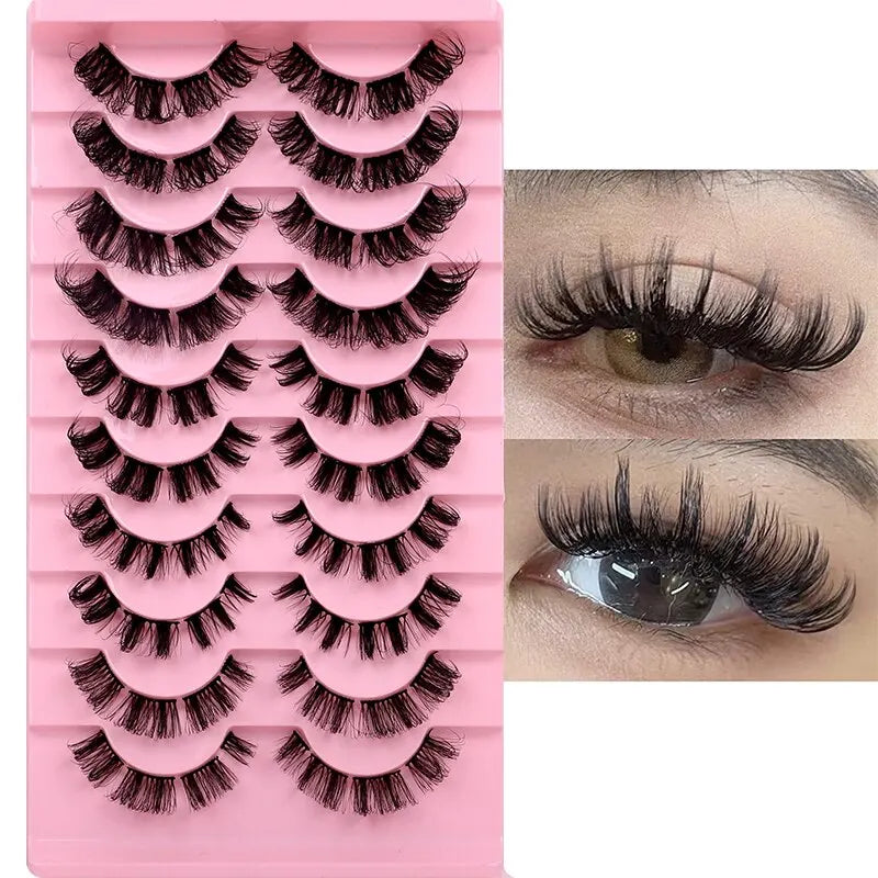 10 Pairs Russian Segmented Eyelashes Of 3D Mink Dramatic Lashes Hand Made Fluffy Soft Fake Eyelash Extension Cosmetics