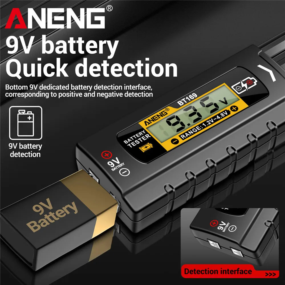 NEW Arrivals BT169 Digital Battery Testers Detector Multifunctional Quickly Measure Battery AA/AAA/C/D/9V/1.5V Button Cell Measurement Home Appliances Electrical Supplies
