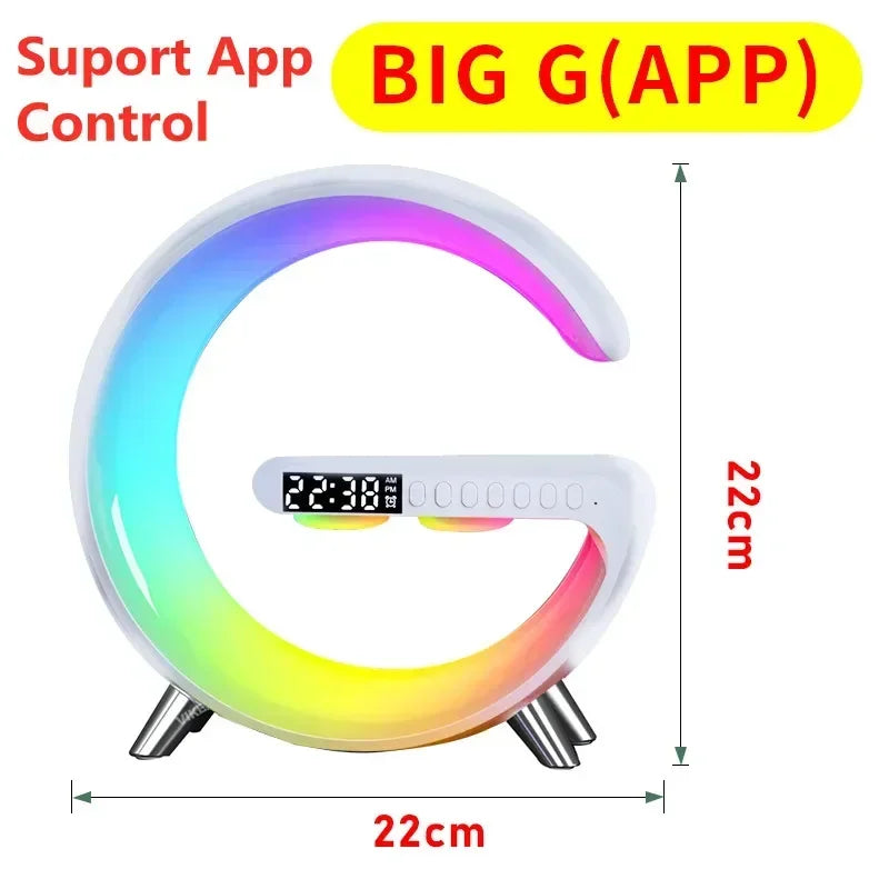 NEW Arrivals LED Smart Wake Up Light RGB Night Light with App Control, Bluetooth Speaker 15W Fast Wireless Charger Desk Lamp for Bedroom Bedside Game Room