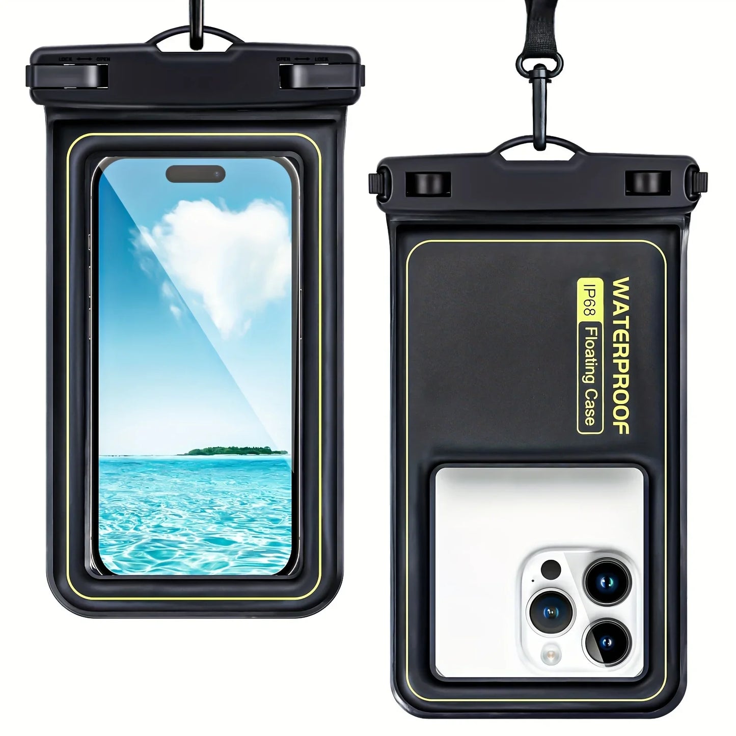 NEW Floating Airbag IP68 Waterproof Swimming Sports Bag Pouch Phone Case Touch Screen & Strap For iPhone Samsung 6.8" Mobile Phone