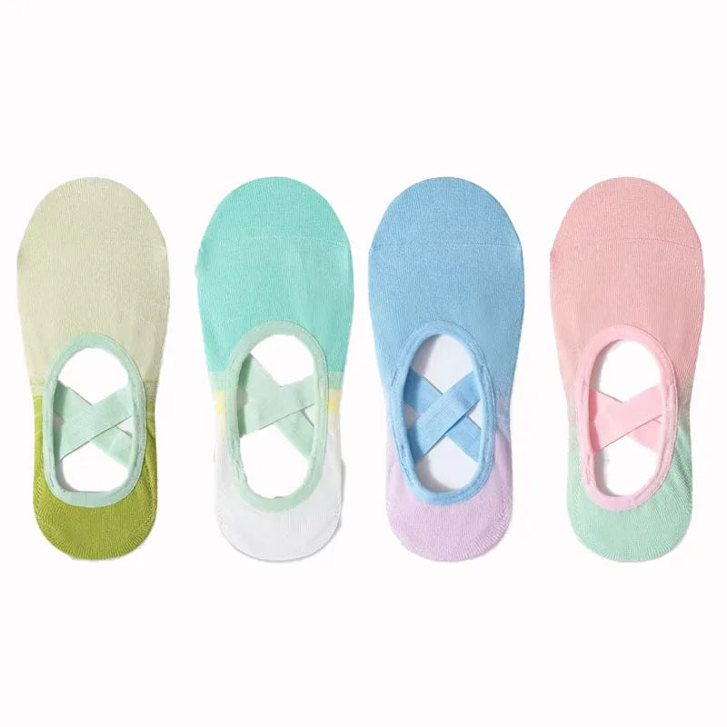 NEW Arrivals 4 Pairs Women Fitness Dancing Yoga Professional Non-Slip Silicone Non-Slip Silicone Socks Gym Home Fitness Footwear Breathable Soft Yoga Socks Ladies Sports Apparel Accessories