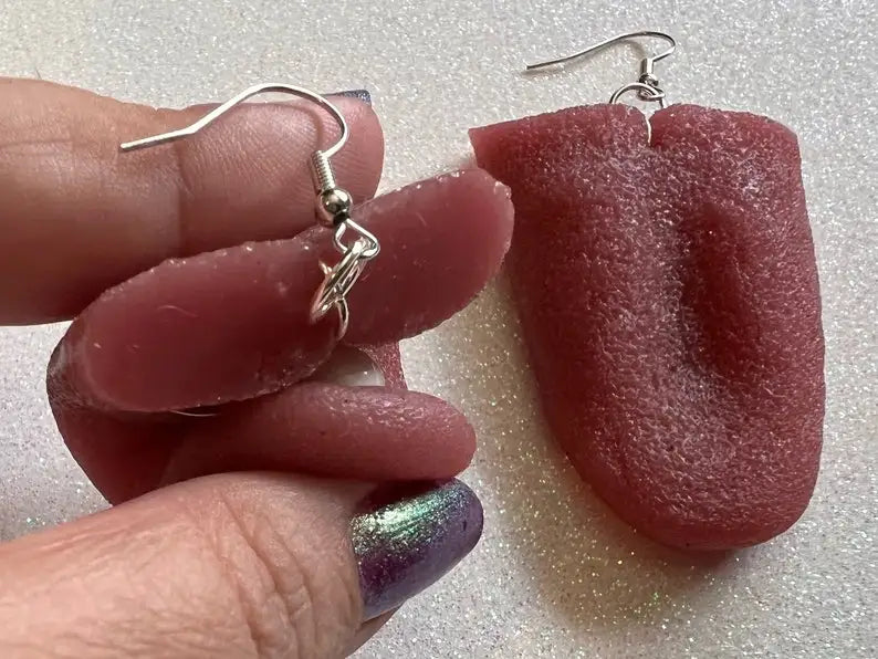 NEW Arrivals Realistic Tongue & Tongue with Pill Earrings: Halloween, Scary, Toys Turned Earrings, Gifts for Her/Him/Them