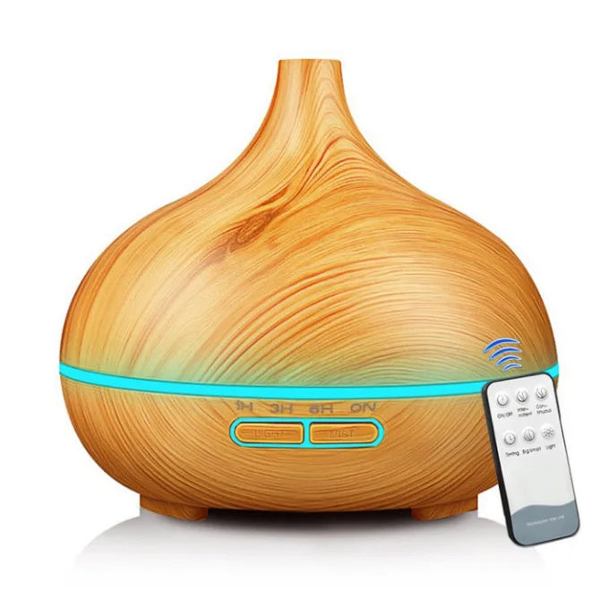 NEW Clear/Dark Wood Color Aroma Remote Control Diffuser And Humidifier 150/550ML Home Living Room Bedroom Office Humidifier + 6 Essential Oil Bottles Aromatherapy USB Charging Diffuser
