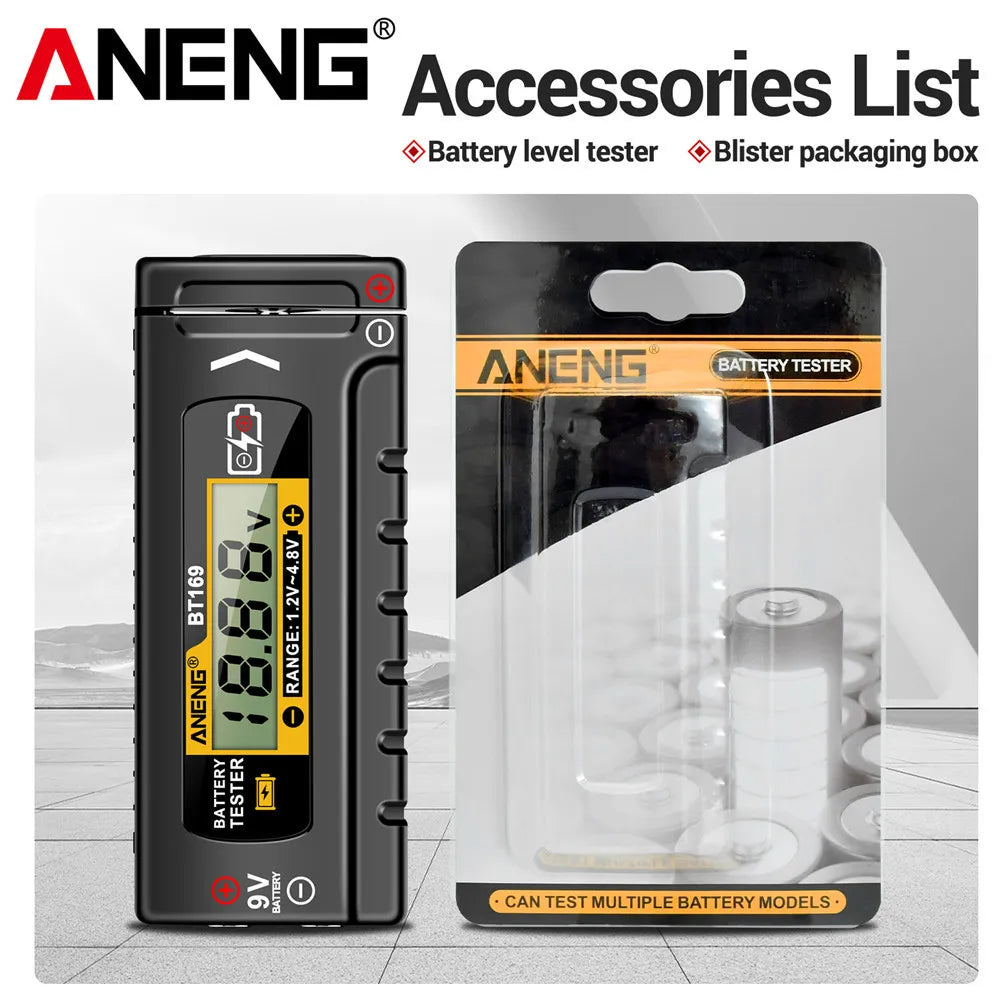NEW Arrivals BT169 Digital Battery Testers Detector Multifunctional Quickly Measure Battery AA/AAA/C/D/9V/1.5V Button Cell Measurement Home Appliances Electrical Supplies