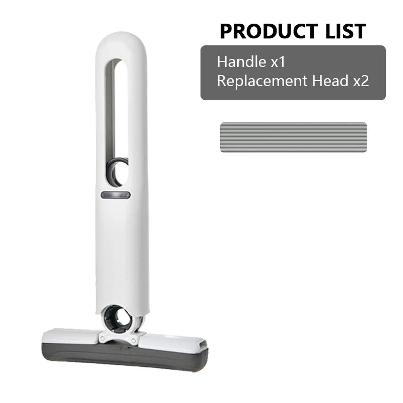 NEW Arrivals 2PCS + 3 Replacement Head Set Mini Mop Self Squeeze Mop Powerful Folding Household Clean Tools No Hand Wash Strong Absorbent Mop for Bathroom Kitchen Desktop