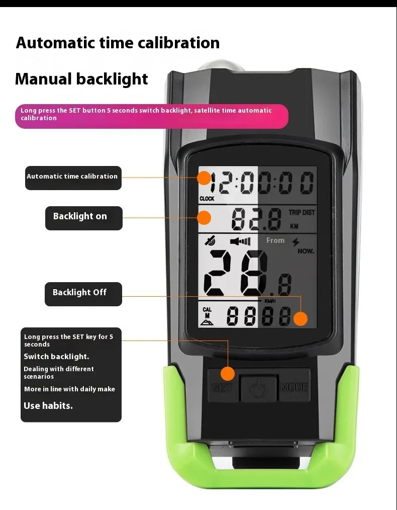 NEW GPS Wireless Code Table Speaker Light 3 in1 Five-Star Positioning 4000mAh Long Endurance High Brightness Riding Equipment Bicycle Accessories
