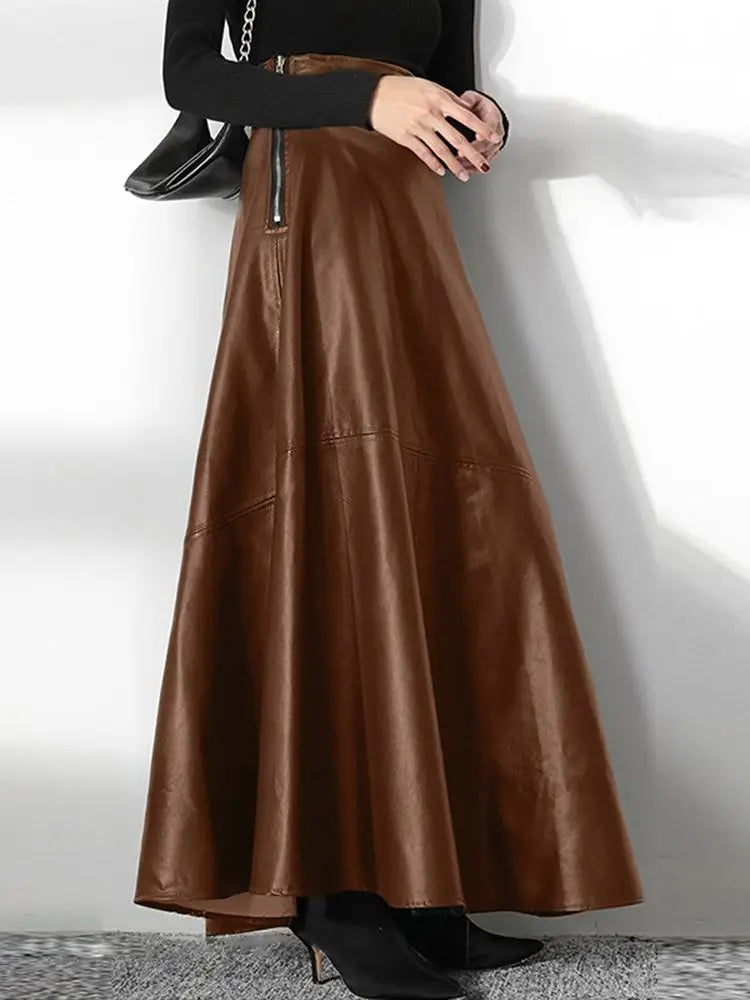 ZANZEA Women's PU Leather Maxi Skirt 2023 Spring Elegant OL Long Saias Fashion Solid Mujer Faldas Casual High Waist Zipper Jupe