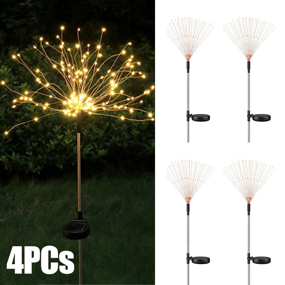 NEW 8PCS Set 200 LED Solar Firework Light Waterproof Outdoor 8 Lighting Modes Fairy String Light Christmas Lawn Lamp Garden Decoration