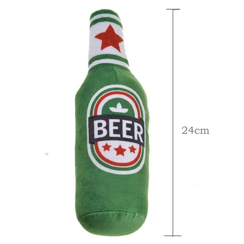 NEW Arrivals Creative Beer Champagne Vodka Bottle Shaped Plush Dog Squeaky Toys Soft Small Large Dog Interactive Bite-Resistant Clean Chew Toy Pet Accessories