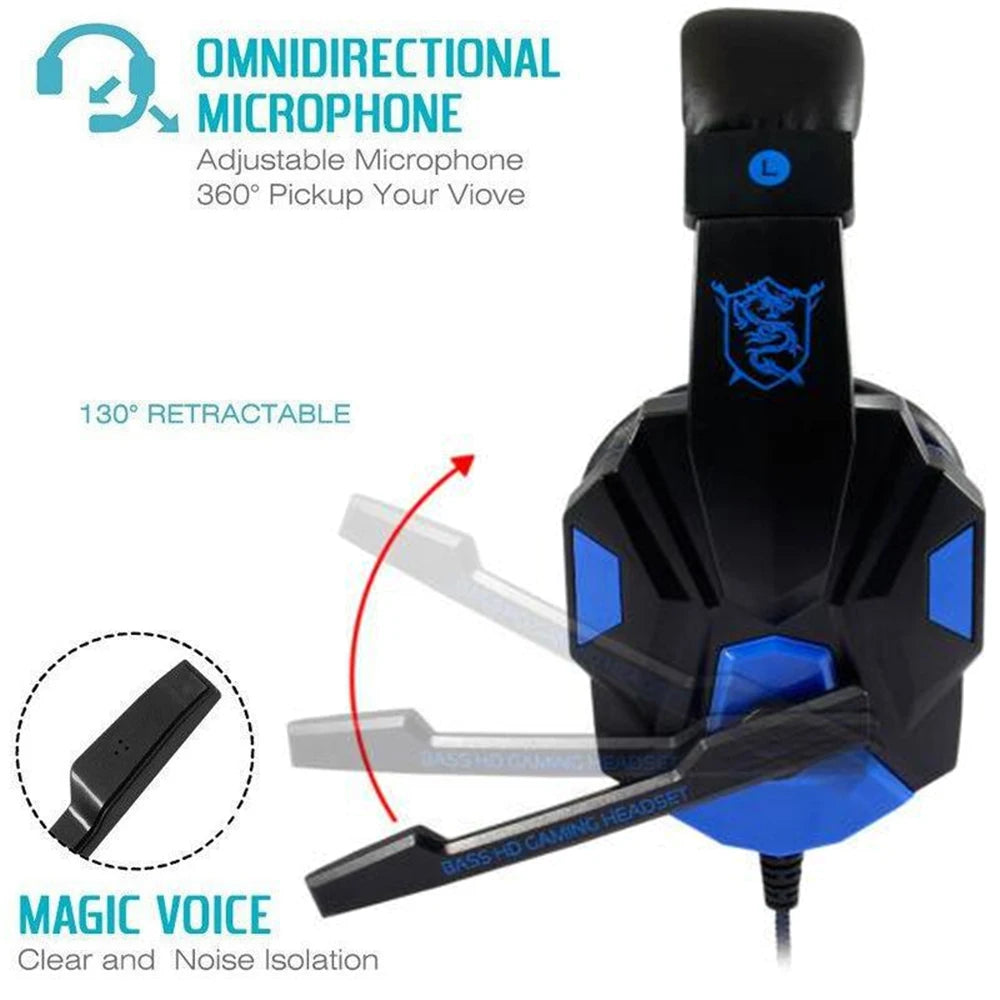 Bluetooth 5.1 Gaming Headsets Gamer Wireless Headphones With Noise Cancelling Microphone Wired Earphone For Phone
