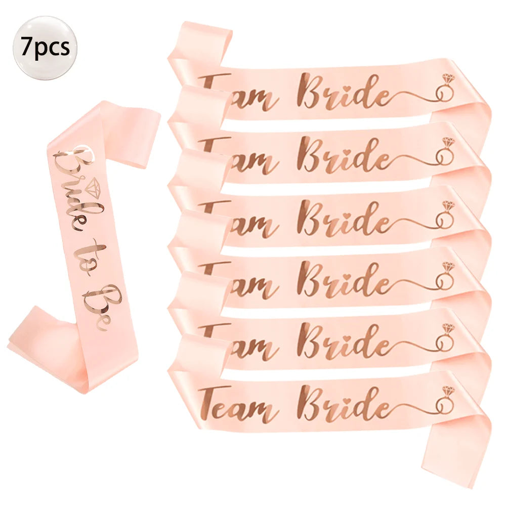 NEW Arrivals 6/7 PCS Set Team Bride Satin Sash Set White 7 Bride to Be Sash and 6 Silk Team Bride Sashes Bridal Shower Wedding Bachelorette Party Supplies