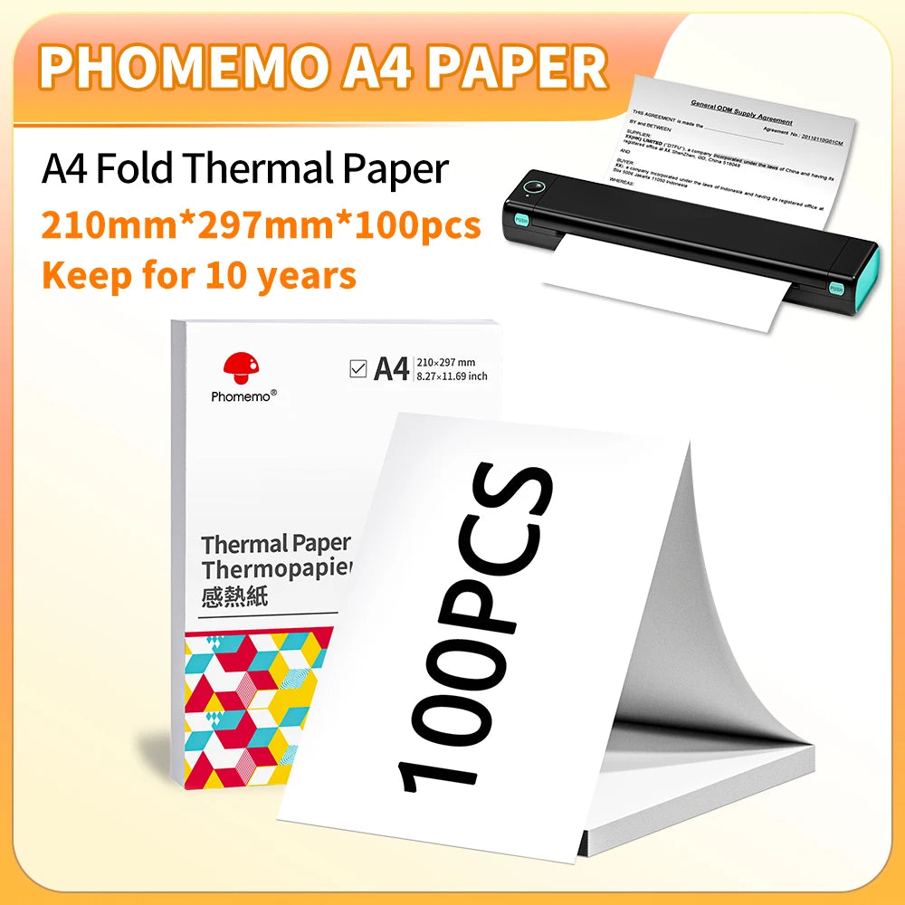 NEW Arrivals 100-200PCS Set Original PHOMEMO Thermal Printer Paper 8.5 x 11 Inch, Advanced Thermal Printing, Thermal Paper Compatible with M08F-Letter, M832, M834 Tattoo Photos