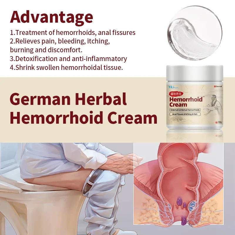Hemorrhoids Cream Anal Fissure Piles Pain Itching Treatment Intemal External Hemorrhoid Removal Care Ointment Hua Tuo Medicine