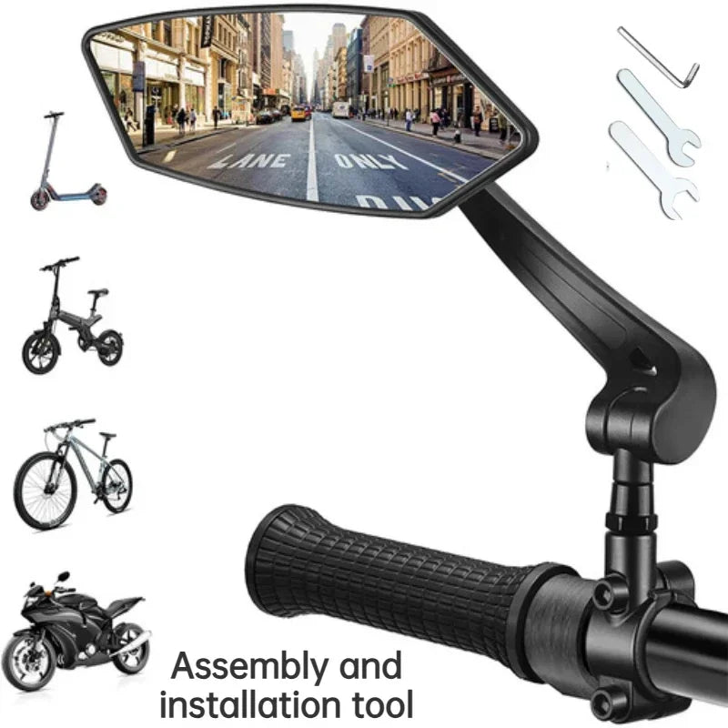 NEW Arrivals 1PCS Right Left Bike Rear View Mirror Reflector Adjustable Rotatable Handlebar Mirror Clear Rearview Electric Scooter Cycling Bicycle Accessories