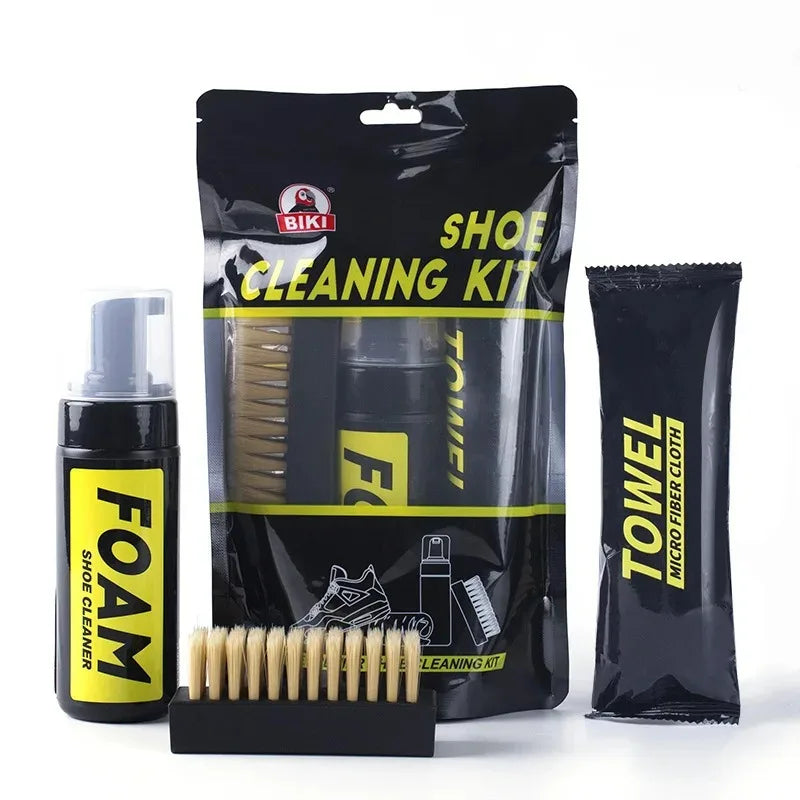 NEW 4PCS Set Sport Sneakers Shoes Cleaner Premium Water-Free Foam Sneaker Brush Towel Set Footwear Work on White Suede Boot 150ML Dry Cleaning Kit Sports Supplies
