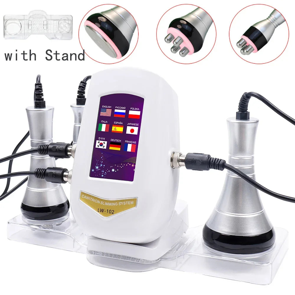 NEW Arrivals 40K Ultrasonic UK Plug with Stand Cavitation Body Facial Radiofrequency Massage Weight Loss Machine Body Shaping Slimming Fat Burn Set Body Care Accessories Health Care Supplies