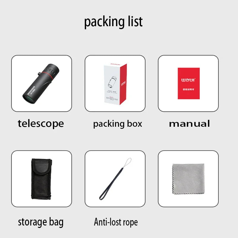2000x24 HD Monocular Telescope Mini Portable Mobile Phone Telescope Outdoor Camping Hunting Bird Watching Telescopes 