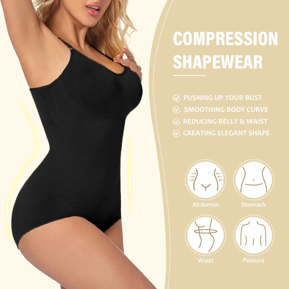 NEW Arrivals 2PCS Set S-2XL Slimming Shapewear Removable Bra Pads Bodysuit Body Shaper Women Seamless Tummy Control Slimming Sheath Flat Belly for Underwear