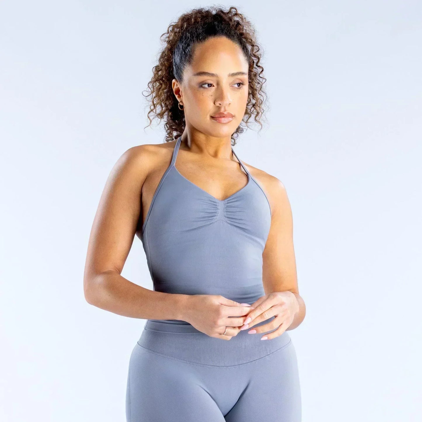 NEW Arrivals 2PCS Set 10 Colors Girls Yoga Gym Set Women's Strap Vest & Shorts Resistance Training Seamless Halter Tank Top Scrunch Butt Lifting Gym Shorts Set