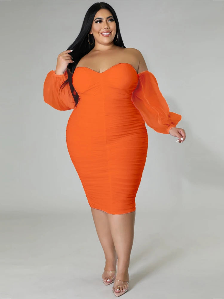 NEW XL-4XL Plus Size 7 Colors Elegant and Beautiful Women Dresses Off Shoulder Sexy Low-Cut Dress Strapless Bandage Dress Plus Size Evening Party Dress