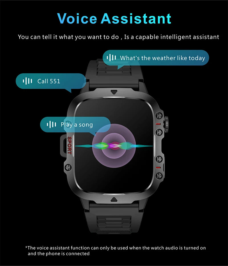 NEW For Xiaomi Military Smart Watch Men IP68 5ATM Outdoor Sports Fitness Tracker Health Monitor 1.96" BT Call Smartwatch Health Care Accessories Products Electronic Supplies