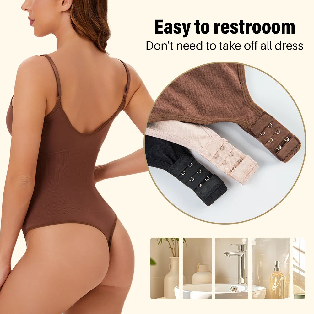 NEW Arrivals 2PCS Set S-2XL High Elastic Bodysuit for Women Tummy Control Shapewear Sexy Seamless Sculpting Thong Body Shaper Slimmer Slimming Black Tank