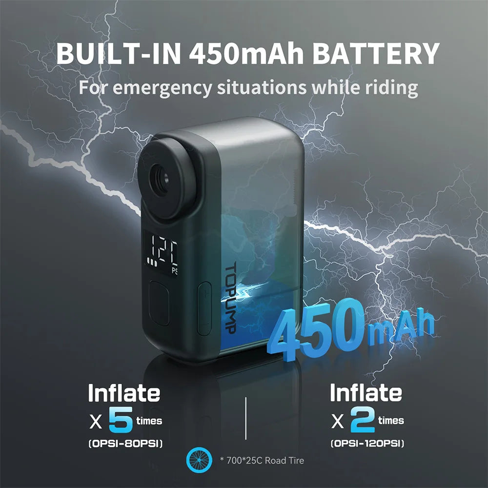 NEW Arrivals TB2 PRO Mini Portable Electric Pump Set for Bike Cordless Tire Inflator 120PSI Max 450mAh Battery with Screen Fast Charging