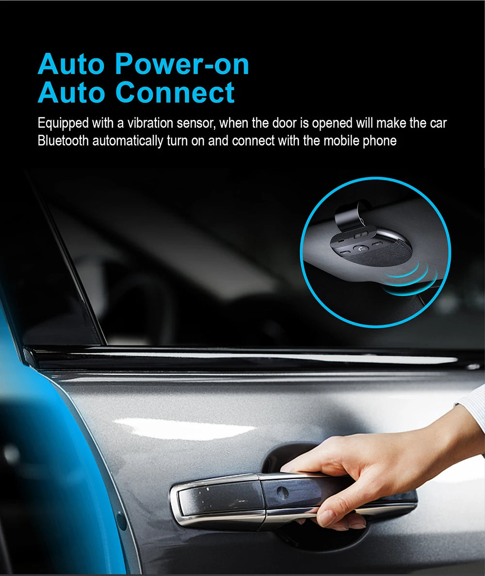 NEW Wireless Bluetooth Car Speaker Handsfree Kit Hands-Free Bluetooth Multipoint Speaker Phone Sun Visor Blue Tooth Voice Broadcast Functions Car Accessories