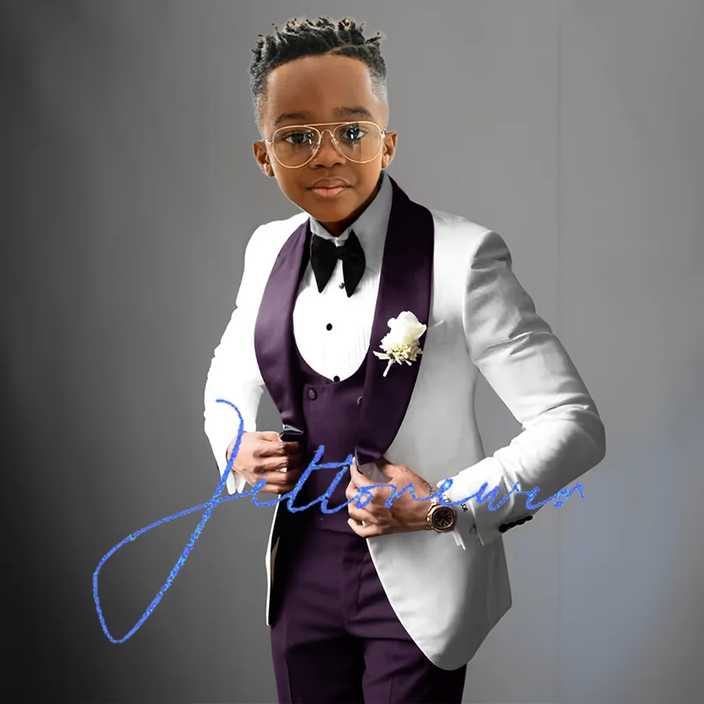 NEW Arrivals 3Pcs Set 5 Colors Luxury Suit for Boys Wedding Tuxedo Kids Formal Jacket Pants Vest Custom Outfit Classic Clothes 2-16 Years Old Boys Luxury Fashion Apparel Supplies Clothing Products