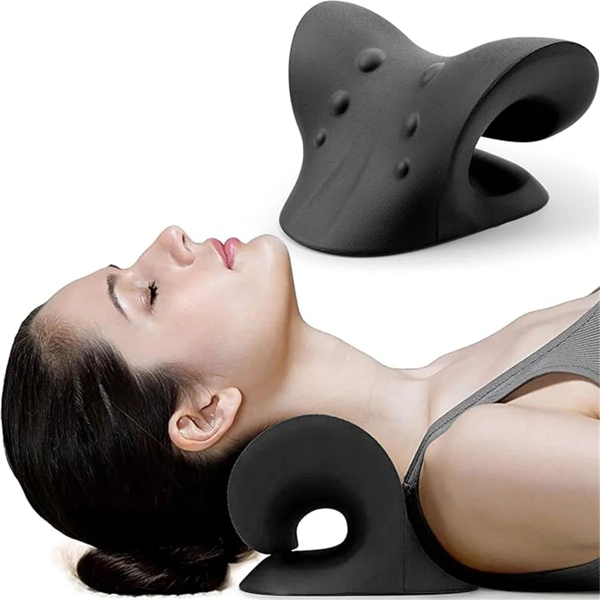 NEW Arrivals 3 Colors C-Shaped Pillow Neck and Shoulder Relaxer, Cervical Traction Device for TMJ Pain Relief and Cervical Spine Alignment, Chiropract Therapy