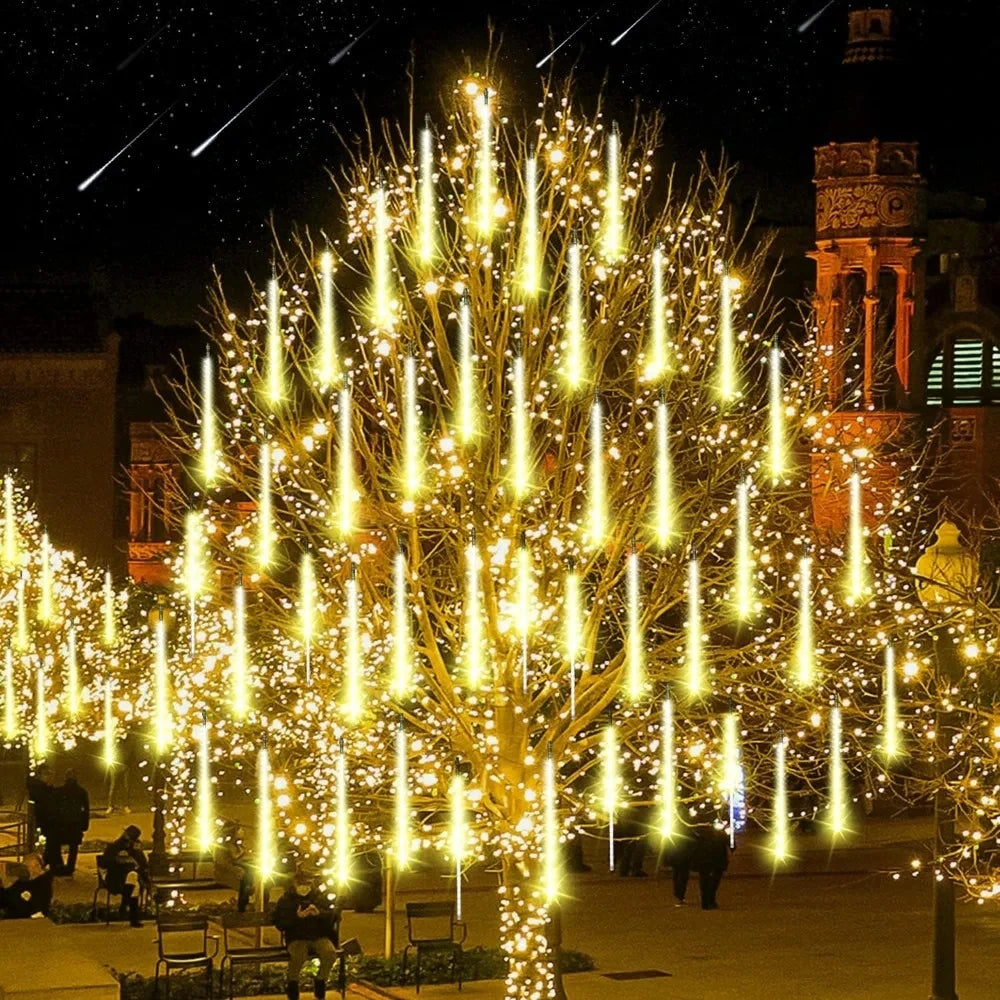 NEW Arrivals Meteor Shower Rain Lights Falling Raindrop Fairy String Light Icicle Lights for Outdoor Indoor Halloween Christmas Holiday Decoration