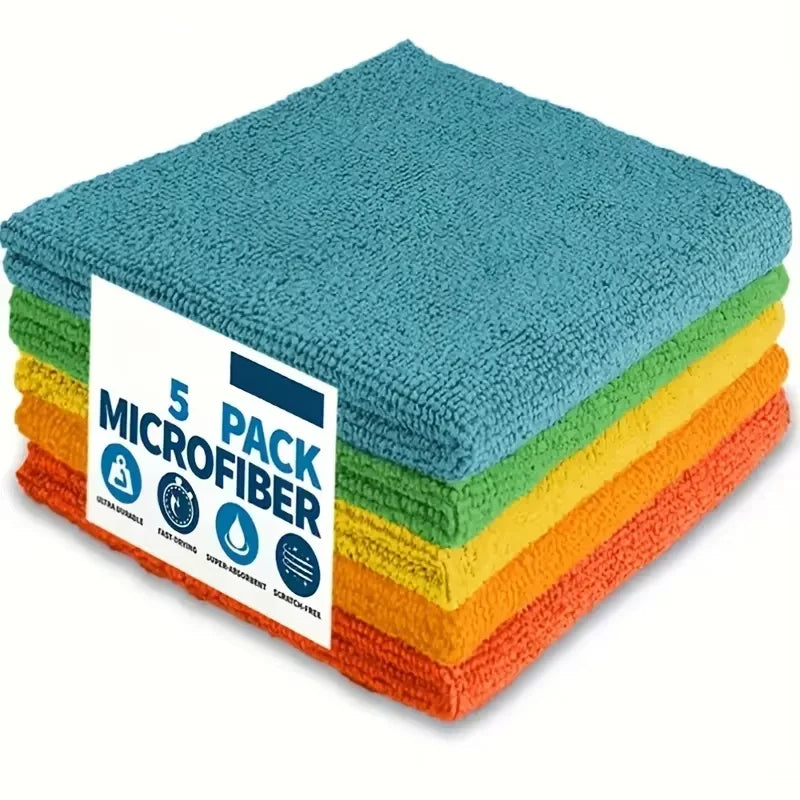 NEW 10PCS Set Ultra-fine Fiber Kitchen Towels, Absorbent Cleaning Cloths, Soft & Stain-Removing, Light Gray