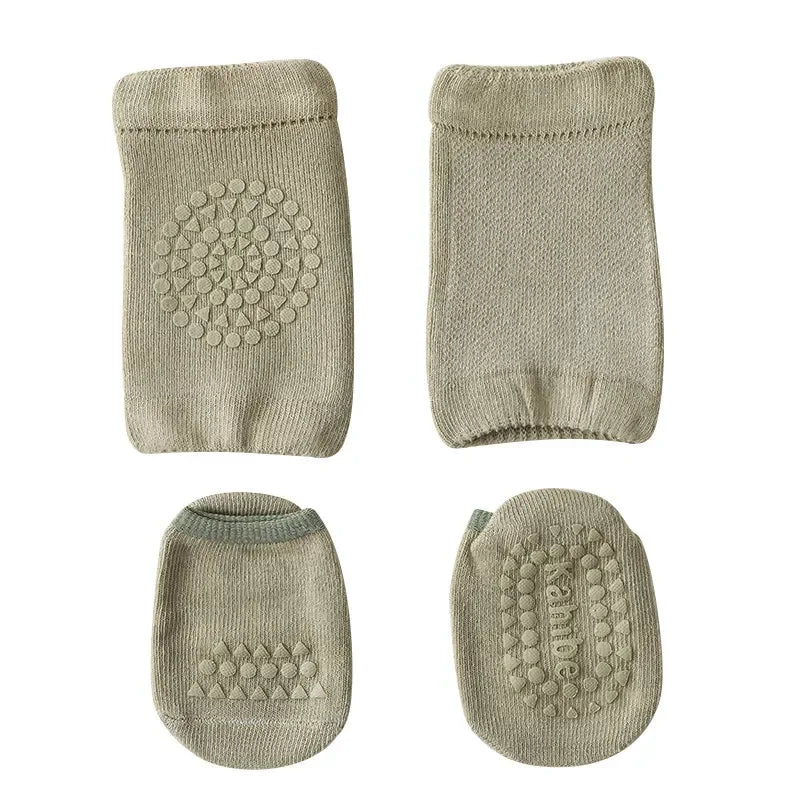 NEW 0-6Yrs Baby Knee Cotton Pads Socks Set for Girls Boys Summer Solid Color Anti Slip Socks Kid Crawling Safety Floor Sock Leg Knee Protector