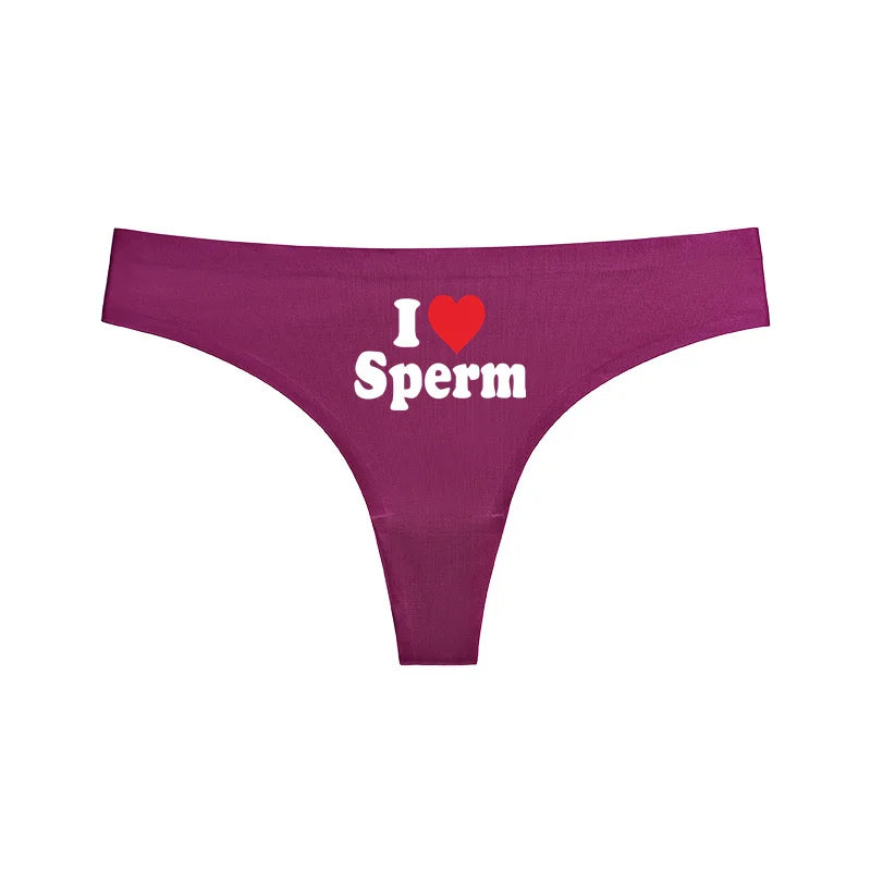 NEW Arrivals *I LOVE SPERM* Women Sexy Thongs Lingerie G-String Plus Size Temptation Panties Underwear Sexy Accessories for Woman