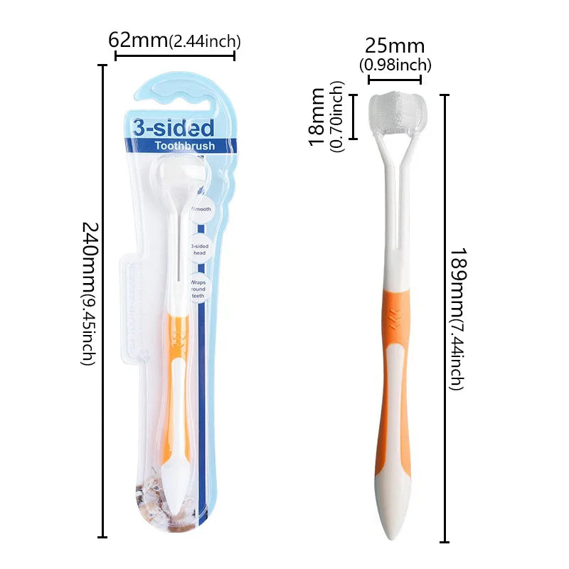 NEW 3 Sided Soft Dog Teeth Brush Head Toothbrush Oral Health Teddy Cleaning Dog Cat Brush Bad Breath Teeth Care Tool Cleaning Mouth Pets Hygiene Supplies