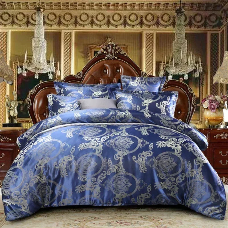 NEW Arrivals 3PCS Set 5 Colors High End Jacquard King Size Bedding Set Luxury European Wedding Bedding Sets Queen American Satin Double Duvet Cover Set 220x240