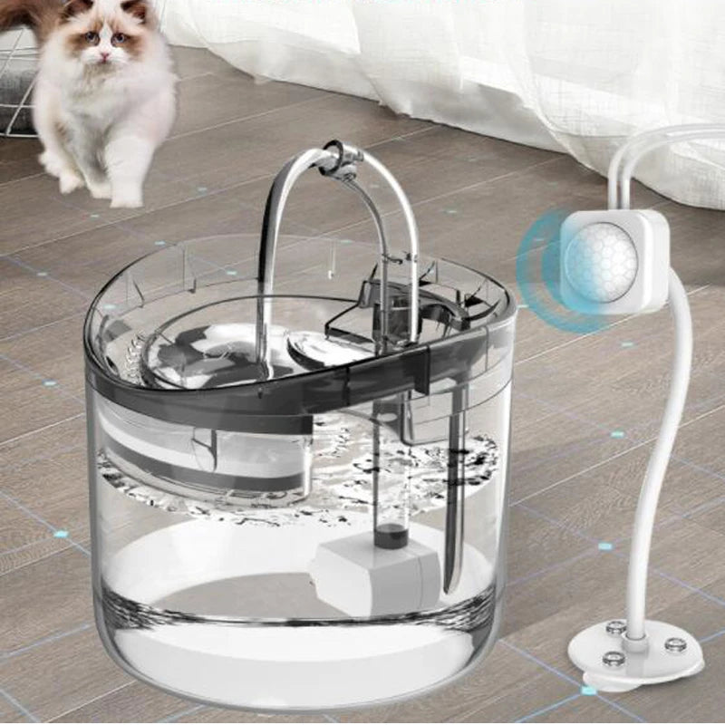 NEW Arrivals Automatic Sensor Cat Dog Water 2L Fountain With Faucet Dog Water Dispenser Transparent Filter Drinker Pet Sensor Drinking Feeder Pets Supplies