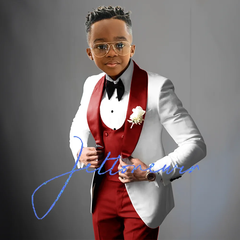 NEW Arrivals 3Pcs Set 5 Colors Luxury Suit for Boys Wedding Tuxedo Kids Formal Jacket Pants Vest Custom Outfit Classic Clothes 2-16 Years Old Boys Luxury Fashion Apparel Supplies Clothing Products