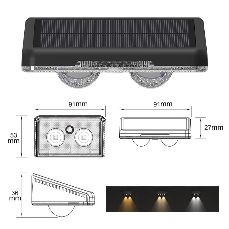 4 PCS Set Solar Fence Lights Waterproof RGB LED Wall Lamp Outdoor Deck Lights for Patio Backyard Walkway Railing Decorative Lights.