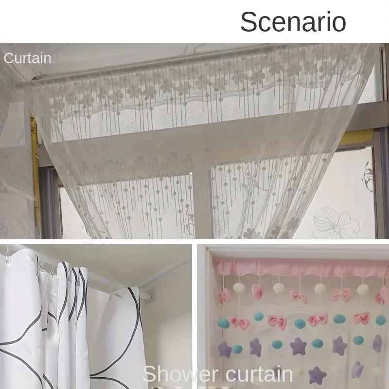 8PCS Set Premium Telescopic Rod Bracket Strong Adhesive Shower Curtain Rod Holder Wall Mount Space-Saving for Bathroom Wardrobe Home Bathroom Tools Sets